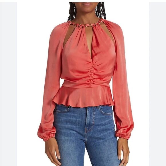 Veronica Beard Yulita Cut-Out Silk-Blend Top  NWT $498 - Picture 4 of 6
